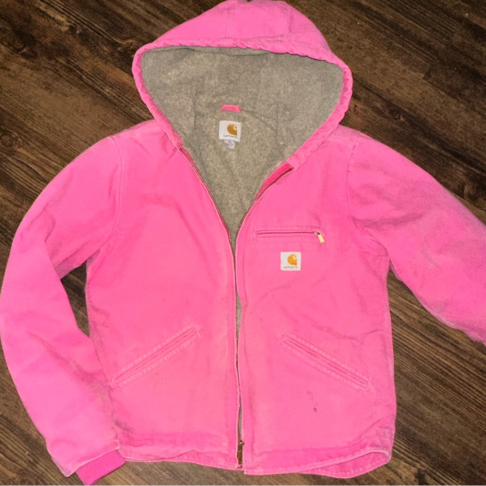 Carhartt Pink Tulip Women's Sherpa Lined Sandstone Canyon Jacket Zip Front Small